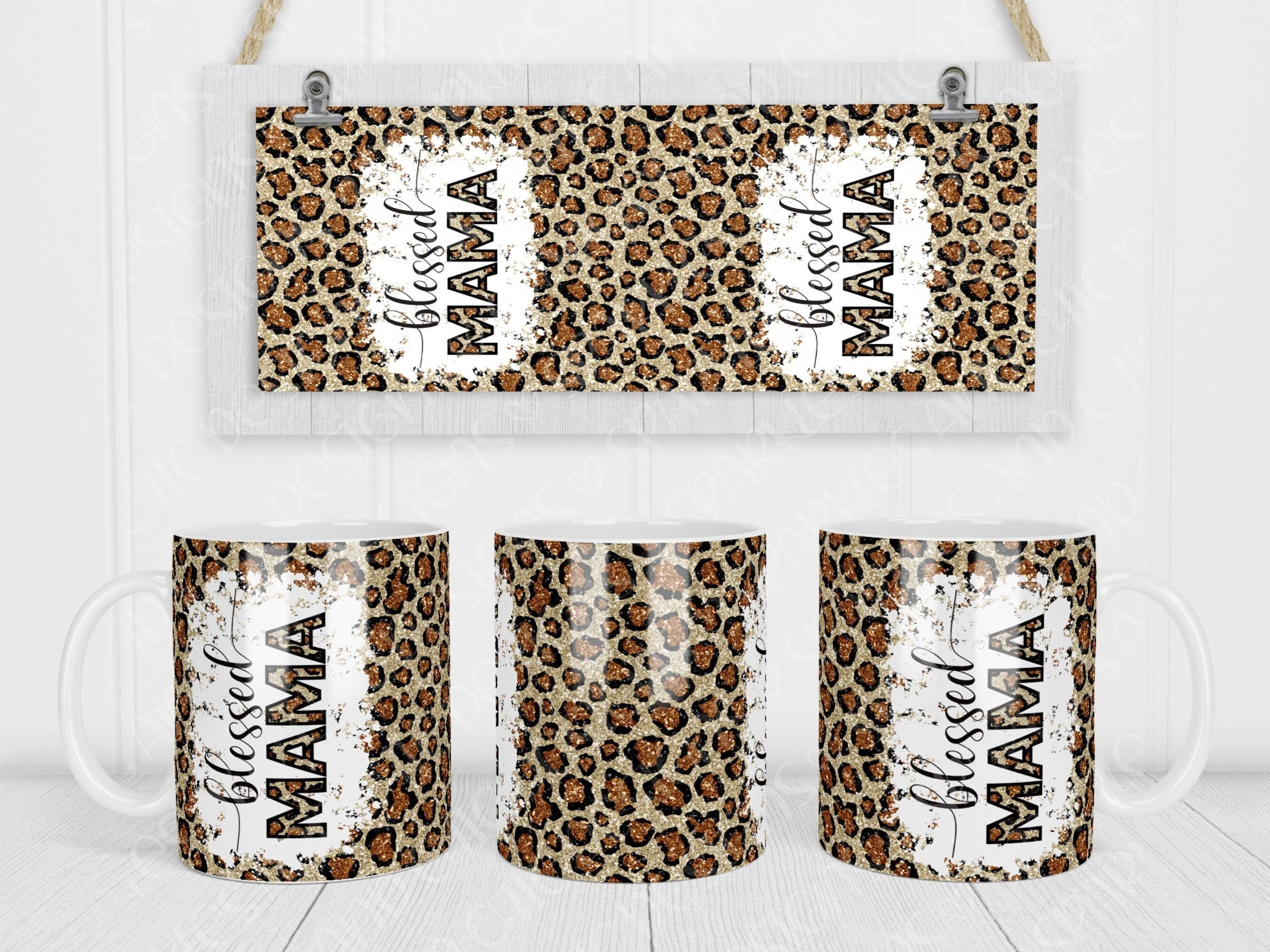 Blessed Mama Leopard Print Mug Sublimation Template-Mug Sublimation D…