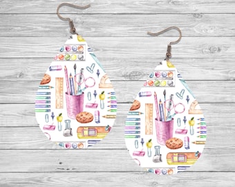 Teacher Earring PNG - Sublimation Design - Earring Design Template PNG - Instant Digital Download - Teardrop Earring