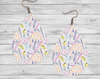 Teacher Earring PNG - Sublimation Design - Earring Design Template PNG - Instant Digital Download - Teardrop Earring