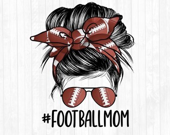 Fußball Mama Messy Bun Schwarz Haar Sublimation Design - Sonnenbrillen Haarband PNG - Kommerzielle Nutzung Ok - 300 DPI
