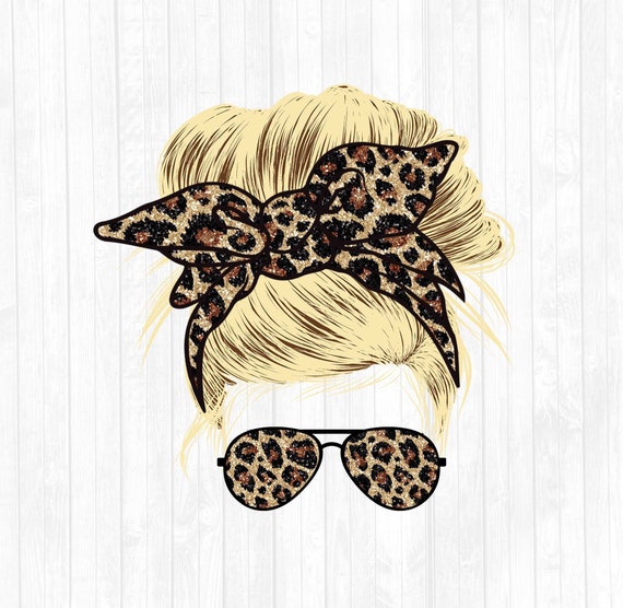 Glitter Leopard Blank Messy Bun Blonde Hair Sublimation Design - Etsy