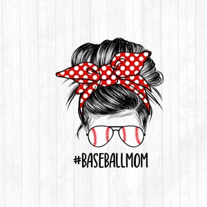 Diseño de sublimación de cabello de moño desordenado de mamá de béisbol - Gafas de sol Diadema PNG - Uso comercial Ok - 300 DPI