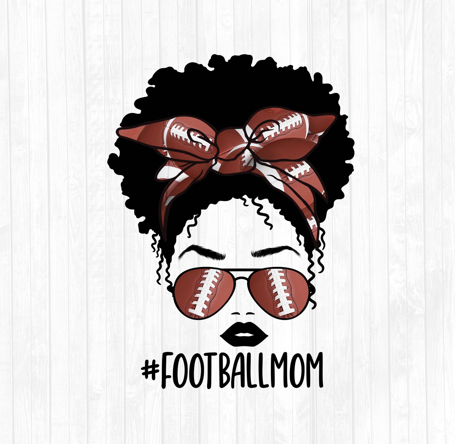African American Football Mom Life Messy Bun Hair Sublimation Etsy