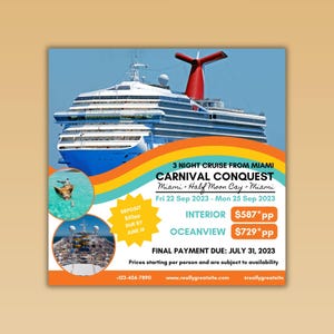 DIY Cruise Travel Flyer | Carnival Cruise | Cruise Agency Marketing | Travel Agent Flyer Template | Canva image 10