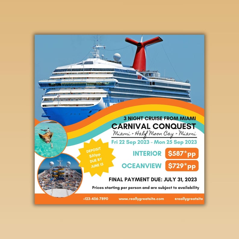 DIY Cruise Travel Flyer | Carnival Cruise | Cruise Agency Marketing | Travel Agent Flyer Template | Canva image 10