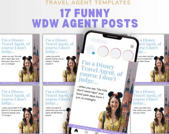 Funny WDW Travel Agent Social Media Templates: Canva Instagram Marketing (Digital Download)