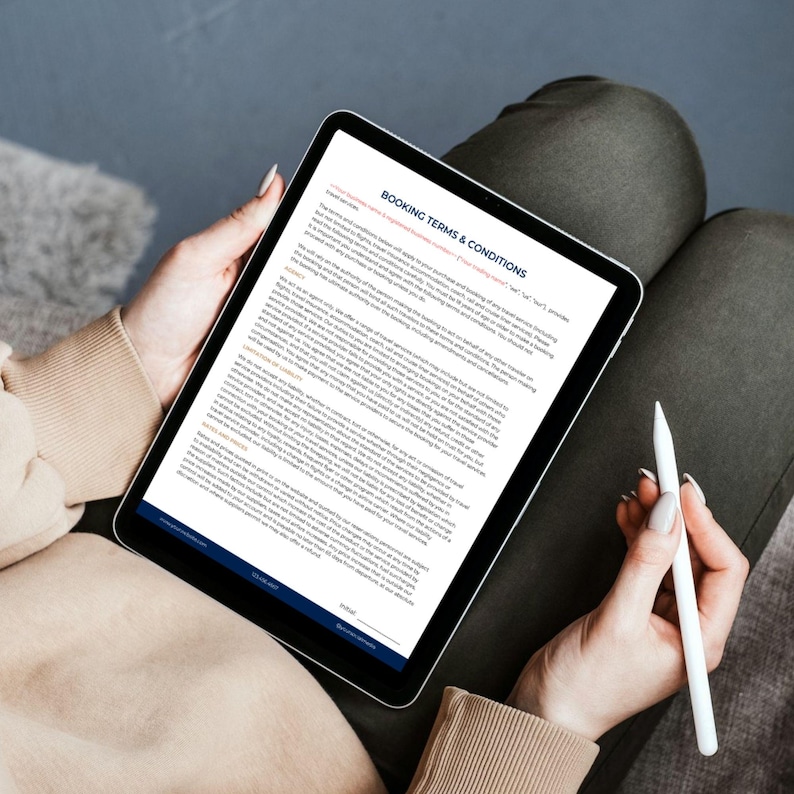 Travel Agent Booking Forms Travel Terms & Conditions Canva Template