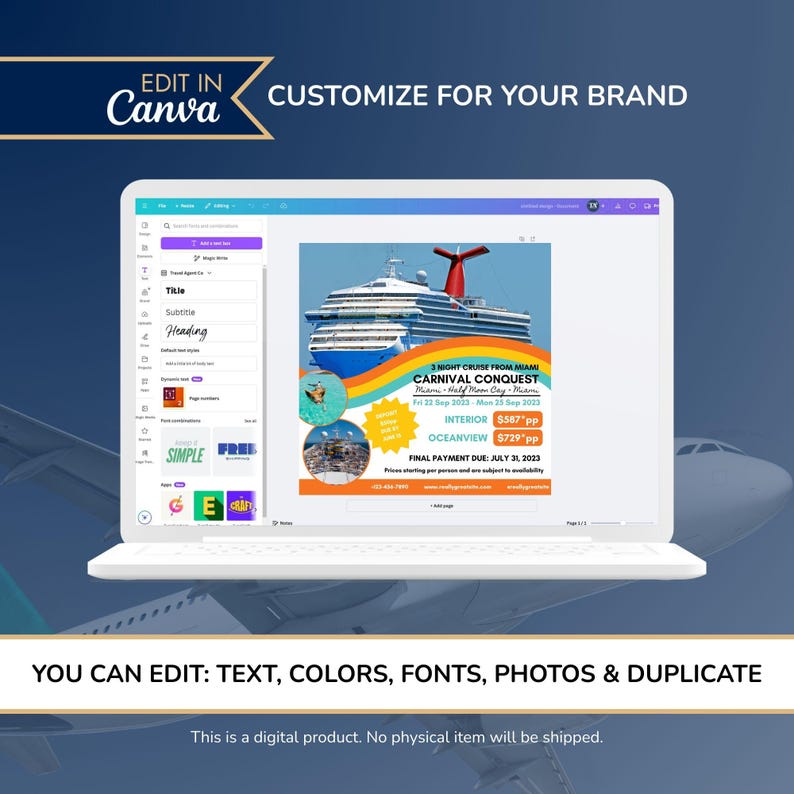DIY Cruise Travel Flyer | Carnival Cruise | Cruise Agency Marketing | Travel Agent Flyer Template | Canva image 4