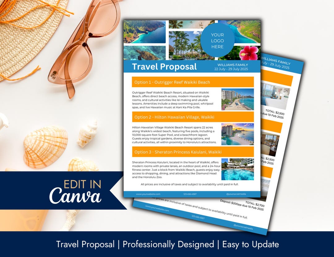 Travel Proposal Template | Resort Proposal | Multiple Option Vacation ...