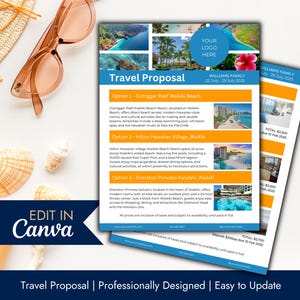 Travel Proposal Template | Resort Proposal | Multiple Option Vacation Quotation | Canva Template Travel Agency | Travel Agent Template