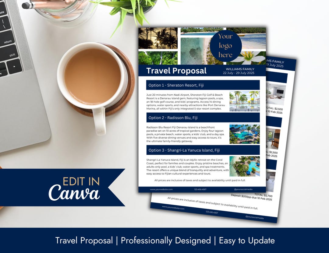 Travel Proposal Template Multiple Option Vacation Quotation Resort