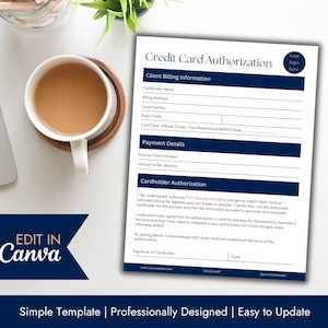 Formulario de autorización de tarjeta de crédito / Plantilla de pago para agentes de viajes / Plantillas para agentes de viajes / Formularios comerciales de Canva