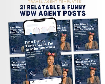 Funny WDW Travel Agent Social Media Templates: Canva Instagram Marketing (Digital Download)