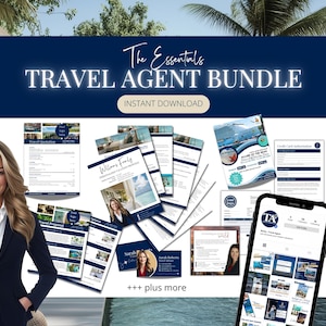 Forfait agent de voyages essentiel | Modèles de toile d'agent de voyage | Circulaires | Cartes de visite | Publications Instagram | Pack marketing | Téléchargement instantané