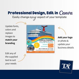DIY Cruise Travel Flyer | Carnival Cruise | Cruise Agency Marketing | Travel Agent Flyer Template | Canva image 5