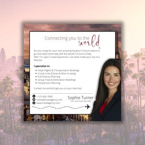 Travel Agent Promotional Flyer | Marketing Template for Travel | New Travel Agent Printable | Travel Agency Marketing | Canva Template