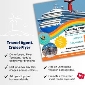 DIY Cruise Travel Flyer | Carnival Cruise | Cruise Agency Marketing | Travel Agent Flyer Template | Canva image 2