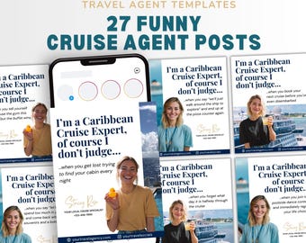 Funny Cruise Travel Agent Social Media Templates: Canva Marketing (Digital Download)