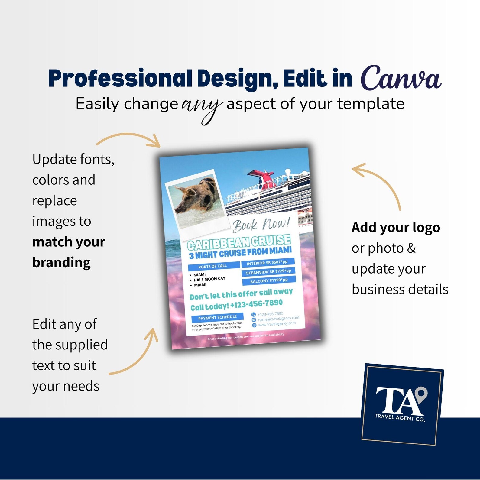 DIY Cruise Flyer Template: Travel Agent Marketing, Canva (digital ...