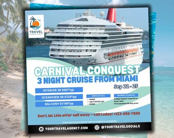 DIY Cruise Travel Flyer Template: Travel Agent Marketing, Canva
