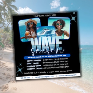 Panfleto de viagem de cruzeiro faça você mesmo | Carnival Cruise | Royal Caribbean | NCL | Marketing de agência de cruzeiros | Modelo para agente de viagens | Canva