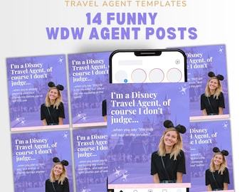 Funny WDW Travel Agent Social Media Templates: Canva Instagram Marketing (Digital Download)