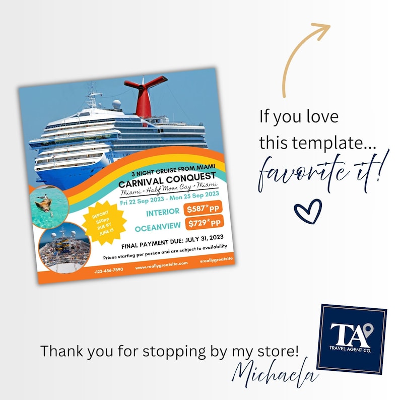 DIY Cruise Travel Flyer | Carnival Cruise | Cruise Agency Marketing | Travel Agent Flyer Template | Canva image 7