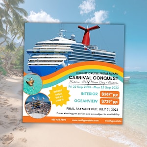 DIY Cruise Travel Flyer | Carnival Cruise | Cruise Agency Marketing | Travel Agent Flyer Template | Canva image 1