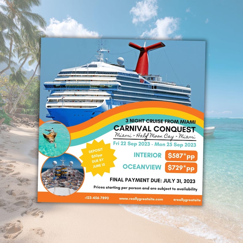 DIY Cruise Travel Flyer | Carnival Cruise | Cruise Agency Marketing | Travel Agent Flyer Template | Canva image 1