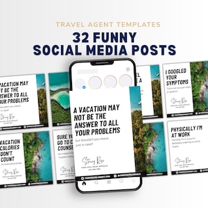 Funny Travel Agent Social Media Templates | Travel Marketing | Travel Advisor Instagram Posts | Canva Templates for Travel Agents