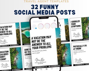 Funny Travel Agent Social Media Templates | Travel Marketing | Travel Advisor Instagram Posts | Canva Templates for Travel Agents
