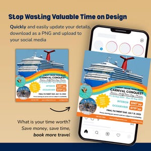 DIY Cruise Travel Flyer | Carnival Cruise | Cruise Agency Marketing | Travel Agent Flyer Template | Canva image 3