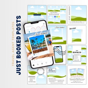Travel Agent Just Booked Social Media Template | DIY Travel Advisor Marketing | Instagram Posts for Travel Marketing  | Canva Editable
