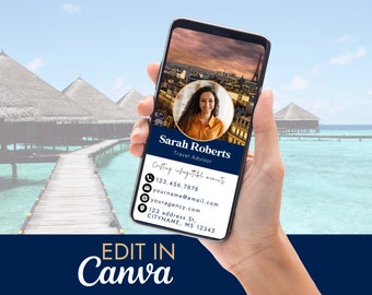 Travel Agent Digital Business Card | DIY Travel Advisor Marketing | Lead Generation Text | Canva