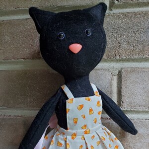 Candy Corn Black Cat Handmade Halloween Doll image 3