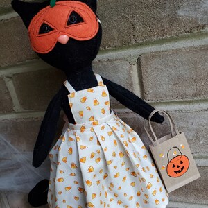 Candy Corn Black Cat Handmade Halloween Doll image 2