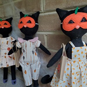 Candy Corn Black Cat Handmade Halloween Doll image 5