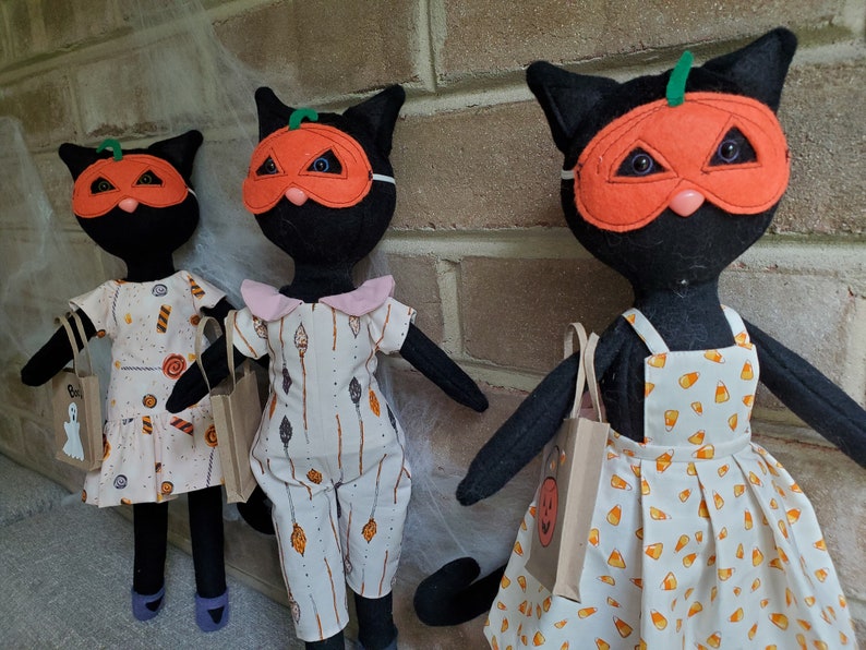 Candy Corn Black Cat Handmade Halloween Doll image 5