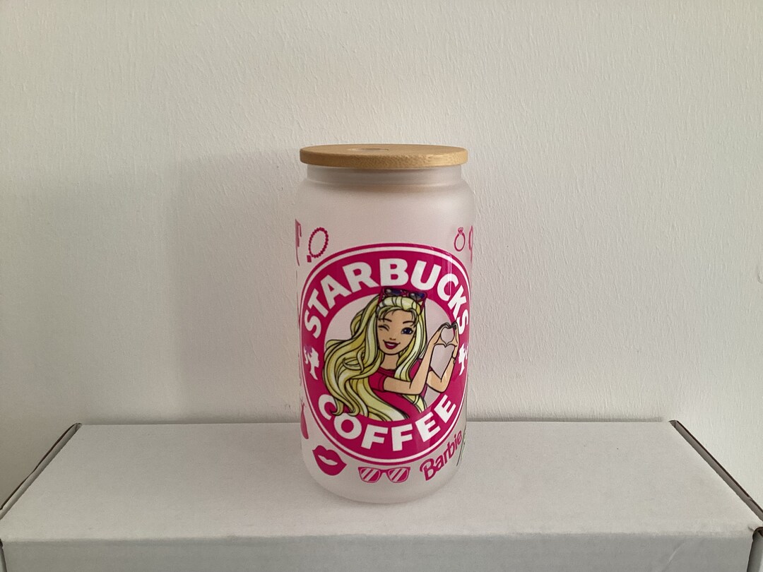 Barbie Frosted Can Glass Etsy