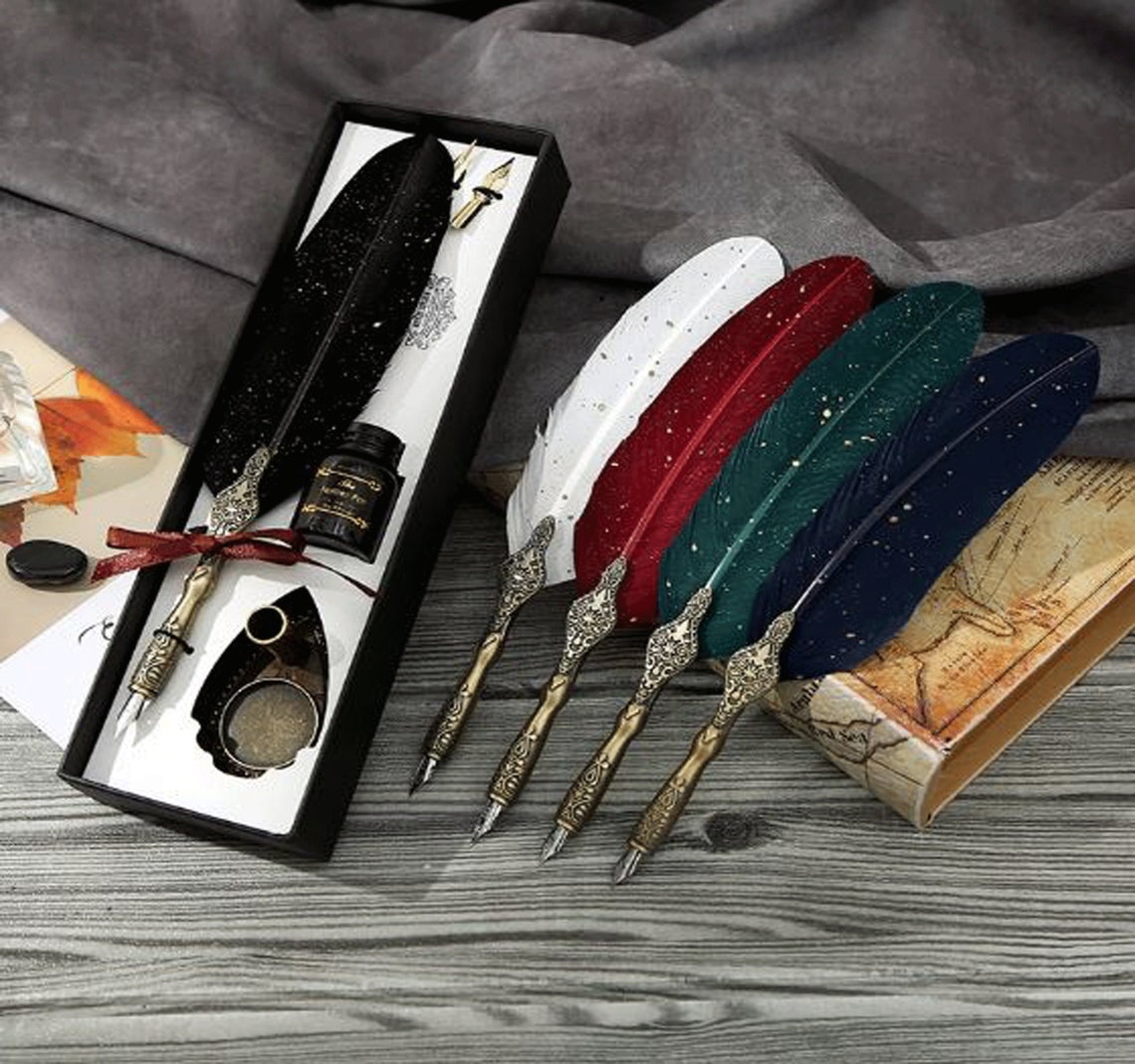 Antique Calligraphy Quill Pen Set Handcrafted Beginner Etsy