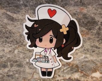 Cute Nurse Sticker, Sticker for Water bottle, RN Sticker, Latina Nurse Sticker, Nurse Appreciation, Healthcare Worker Sticker, Chibi Style