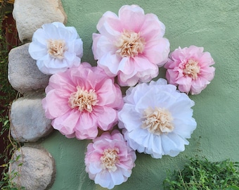 Large Paper Flowers, Pink & White, Baby Shower Decorations, Wedding Bridal Shower, Flower Wall Backdrop, Birthday Party Decoration