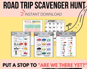 Kid Road Trip Games Printable, Family Road Trip Planner, Family Vacation Scavenger Hunt, Car Games, Travel Printables, Summer Travel Games