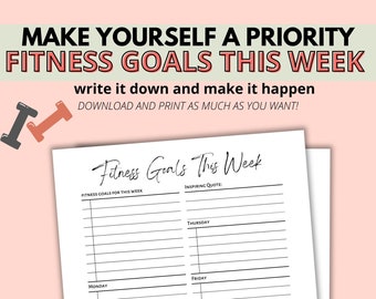 Weekly Workout Planner Printable, Weekly Fitness Tracker, 7 Days Fitness Planner, Simple Fitness Planner