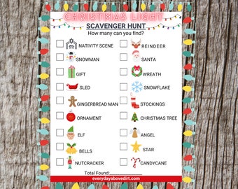 Christmas Light Scavenger Hunt Adults and Children PDF