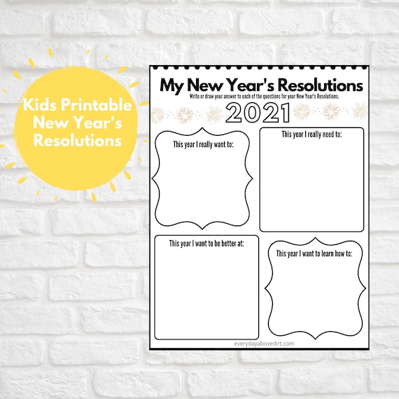 Printable New Year's Resolutions for Kids Kids Coloring