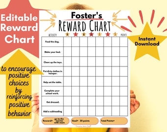 Reward Chart, Kids Reward Chart, Behavior Chart, Potty Training Chart