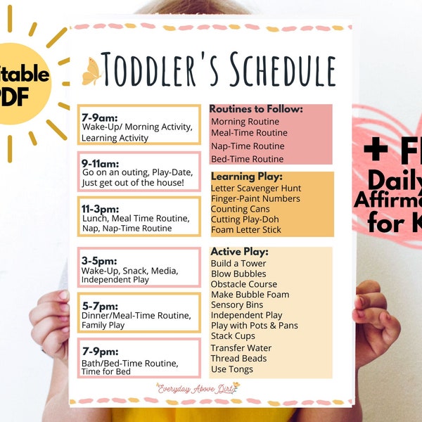 Toddler Schedule, Editable Toddler Routine, Daily Toddler Schedule, Printable Toddler Schedule, Toddler Visual Schedule