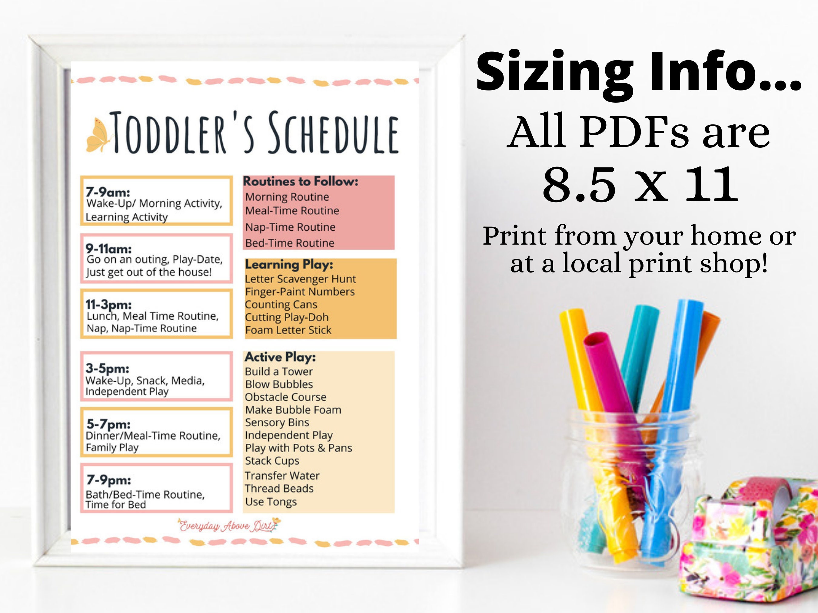 Toddler Schedule | Daily Schedule Template Editable PDF - Etsy
