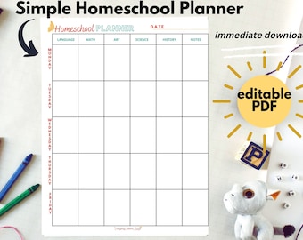 Homeschool Planner, Editable Planner, Printable Planner, Lesson Planner